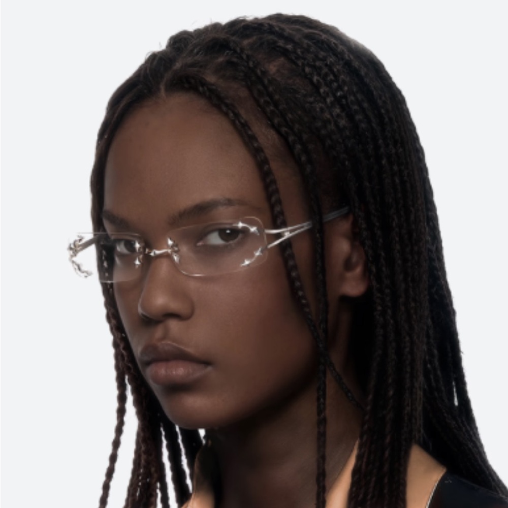 GENTLE MONSTER Mosh 02 Rimless Glasses — Clear/Silver Metal Accents
